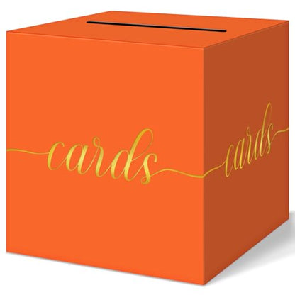 Elegant Orange Graduation Card Box, Gold Foil Gift Card Box for Party - color: Orange