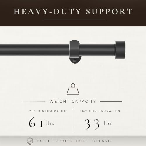 Serena Single Curtain Rod with Contemporary Cap Finial, Antique Black - 32"W x 78"L - color: Antique Black, size: 32"W x 78"L