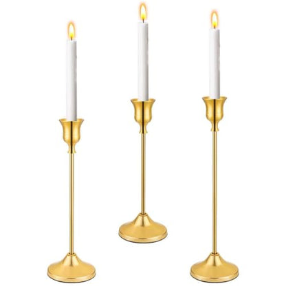 Candlestick Holders-3PCS, Taper Candle Holder for Candlesticks, Metal Taper Candle Holders Glaceful Decor Set for Wedding Centerpieces, Christmas, Birthday Party, Holiday Dinning Table Décor