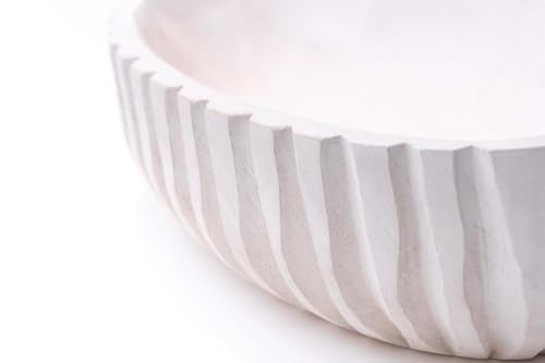 Handcrafted Rustic Oval Wood Decorative Bowl, Ridged Edge