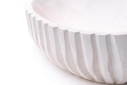 Handcrafted Rustic Oval Wood Decorative Bowl, Ridged Edge