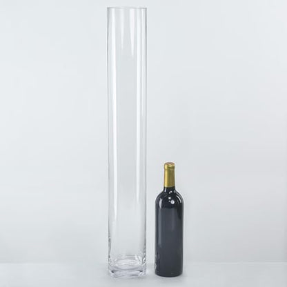 CYS Excel Clear Glass Cylinder Vase (H:28" D:4") | Multiple Size Choices Glass Flower Vase Centerpieces | Hurricane Floating Candle Holder Vase - size: H-28" D-4"