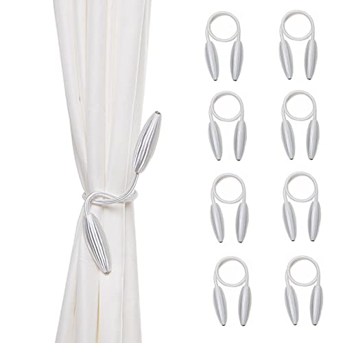 White Curtain Holdbacks Decorative Curtain Tiebacks, Set of 8 - color: White, size: 8PCS