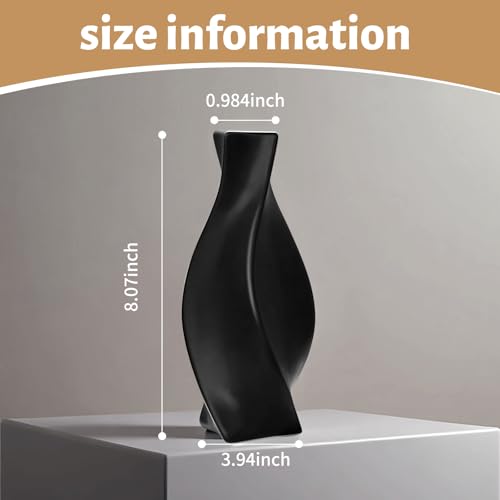Black Ceramic Vase with Matte Finish – Stylish Watertight Decorative Vase for Fresh or Dried Flowers, Ideal for Home Décor, Table Centerpieces, Weddings, Dining Room, Living Room, or Office