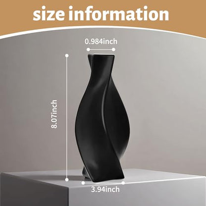 Black Ceramic Vase with Matte Finish – Stylish Watertight Decorative Vase for Fresh or Dried Flowers, Ideal for Home Décor, Table Centerpieces, Weddings, Dining Room, Living Room, or Office