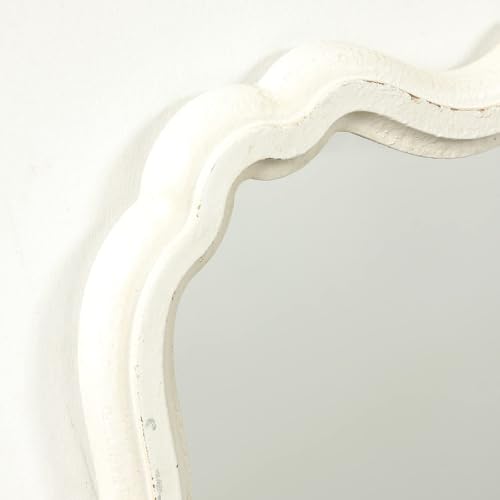 Rustic White Small Scalloped Mirror 12" x 15" - color: Rectangular, White, 12.8 X 15.6