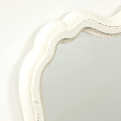 Rustic White Small Scalloped Mirror 12" x 15" - color: Rectangular, White, 12.8 X 15.6