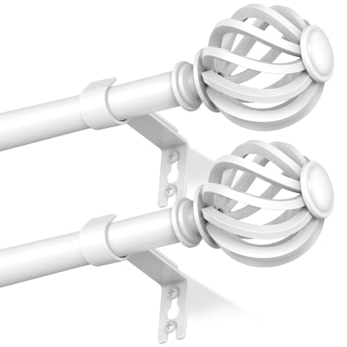 Black Decorative Curtain Rods for Small Windows, 2 Pack 28-48 Inch,Metal - color: White, size: 28-48''(2 Pack)