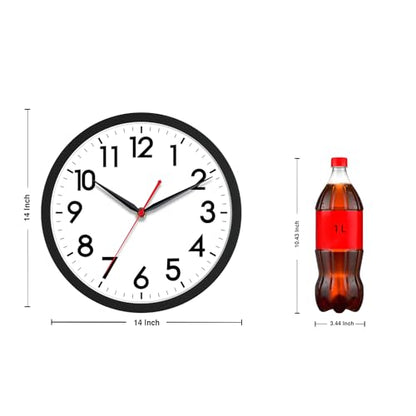 AKCISOT 14 Inch Wall Clock, Silent Battery Operated Analog Clock, Black - color: A_black, size: 14 Inch