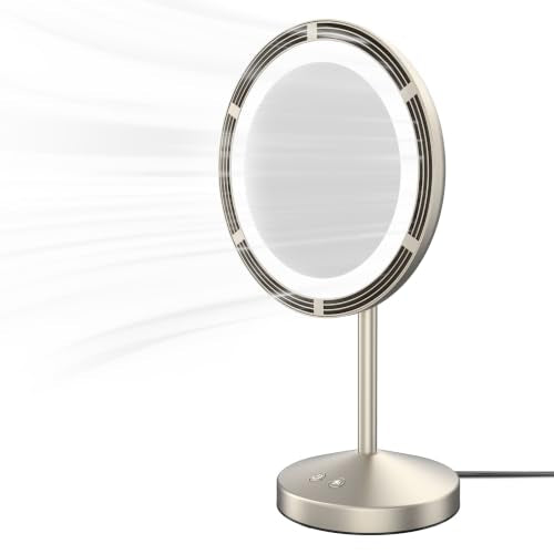 Conair Vanity Mirror with Lights, Adjustable Fan & Brightness, Round - color: Silver