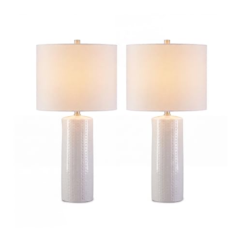 Signature Design by Ashley Table Lamp Set of 2, White Ceramic, 3-Way - color: White