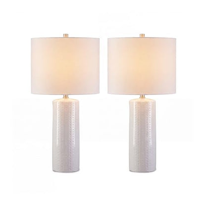 Signature Design by Ashley Table Lamp Set of 2, White Ceramic, 3-Way - color: White