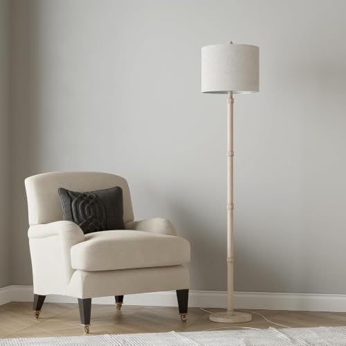 BOBOMOMO Retro Farmhouse Floor Lamp Rotary Switch, 62" Resin Vintage Floor Lamp, Rustic Tall Floor Lamps for Living Room, Corner, Bedroom, Office(Without Bulb) - color: Washed white