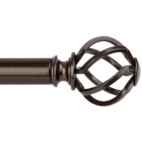 KAMANINA Bronze Curtain Rod 32 to 58 Inch, Adjustable Single Drapery Rods - color: Bronze, size: 32-58"