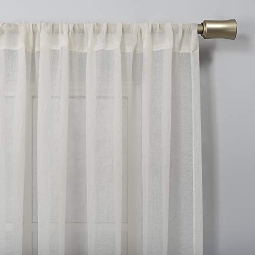 No. 918 Genevieve 2-Pack Linen Weave Sheer Semi-Sheer Rod Pocket Curtain Panel Pair, Cream, 50" W x 120" L (2 Panels) - color: Cream, size: 50"W x 120"L (Pack of 2)