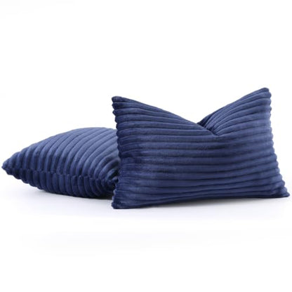Simmore Fall Soft Blue Flannel Throw Pillow Covers 12X20 Set of 2 - color: Blue, size: 20" x 12" (Pack of 2)