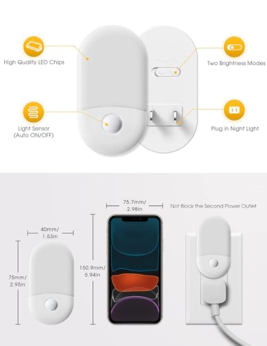 L LOHAS LED Amber Night Light, Night Lights Plug into Wall[4 Pack], 2000K - color: Amber, size: 4 Count (Pack of 1)
