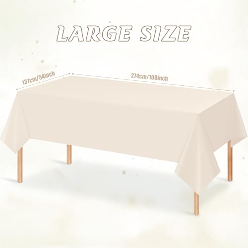 3Pcs Beige Tablecloths for Rectangle Tables,Disposable Plastic Ivory Table Cloth,Waterproof Cream Table Cover for Birthdays Weddings Anniversary Party Decorations,54 x 108 Inch - color: Beige, size: 3 Pack