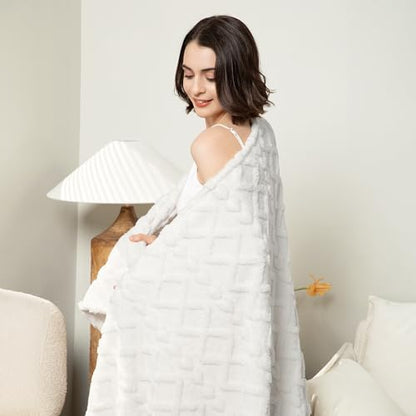 Aganear Fleece Throw Blanket for Couch Sofar 50"x60" White - color: White, size: Throw(50×60in)