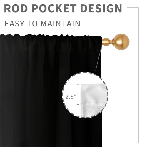 Black White Curtains, Ombre, 2 Panels, 42" W x 63" L, Rod Pocket - color: New Black, size: 42"W x 63"L (Pack of 2)