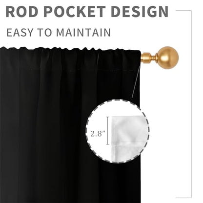 Black White Curtains, Ombre, 2 Panels, 42" W x 63" L, Rod Pocket - color: New Black, size: 42"W x 63"L (Pack of 2)