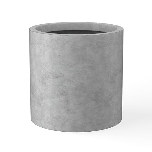 Kante Small Round Cylinder Pale Gray Concrete Planter 9.8" Tall, Outdoor - color: Natural Concrete, size: 9.8" Dia