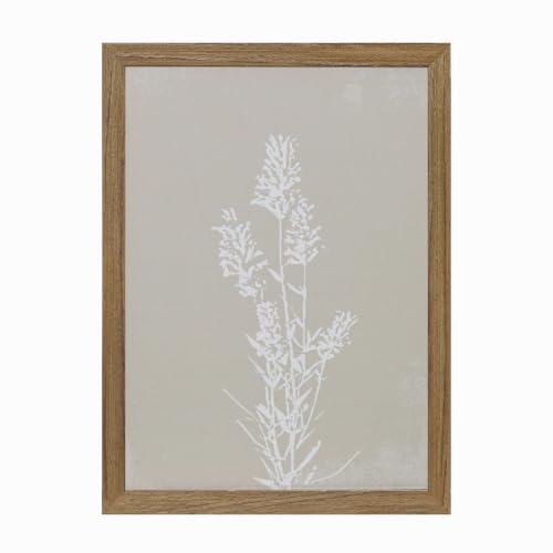 YBYBEST Framed Beige Floral Wall Art, Vintage Neutral Botanical Canvas Print with Warm Brown Solid Wood Frame, 12 x 16 Inches, Bedroom and Bathroom Decor - color: Vintage Color Two, size: 16"L x 12"W