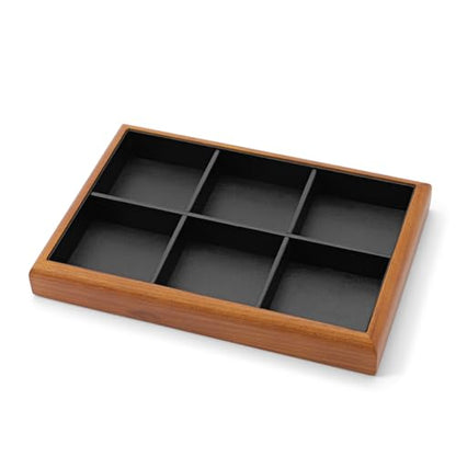 Oirlv Black Wood Jewelry Tray 6-Compartment - color: Black, size: 6 grid
