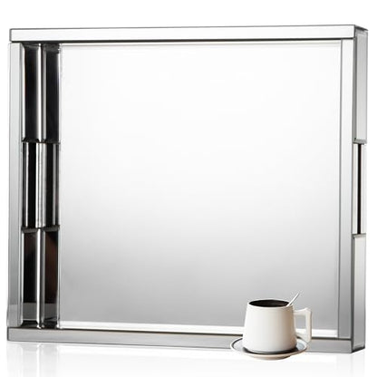 Mirrored Tray Decorative, 16x14x2.4 Silver Tray for Coffee Ottoman Trays for Living Room Perfume Jewelry Tray Bandejas Decorativas Wine Platter Modern Home Decor