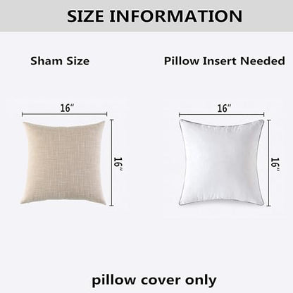 Kevin Textile Simple Linen Pillow Covers Nordic Stars Soft Cushion Case with Hidden Zipper, 2 Pc, 16"x16", Light Beige - color: Light Beige, size: 16" x 16" (Pack of 2)