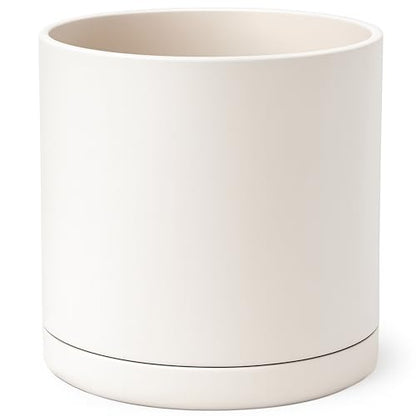 D'vine Dev Plastic Planter Pot with Saucer, 16 in, Oatmeal, 74-X-H-5 - color: Oatmeal, size: 16 Inch