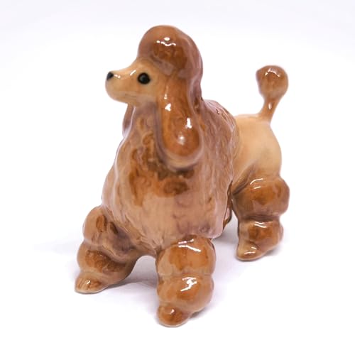 Handmade Ceramic Brown Poodle Figurine, Shelf Decor