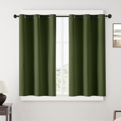 ChrisDowa Olive Green Blackout Curtains 54 Inches Long 2 Panels for Bedroom - color: Olive Green, size: 40"W x 54"L (Pack of 2)