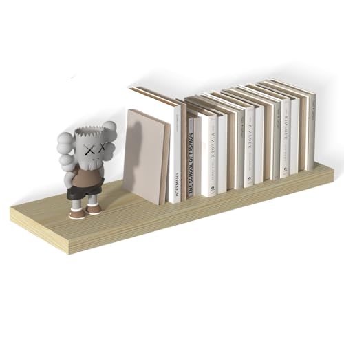 12 Inch Deep Floating Shelves, 36" W x 12" D Wood Floating Shelves for Wall, Large Storage Space Wall Mount Shelf with Invisible Brackets for Living Room Kitchen Bathroom, 1 Pack, Oak - color: Natural Wood, size: 36 Inch