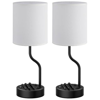 Fenmzee Bedside Lamps for Bedroom Set of 2-18" Table Lamp for Nightstand - color: White & Black