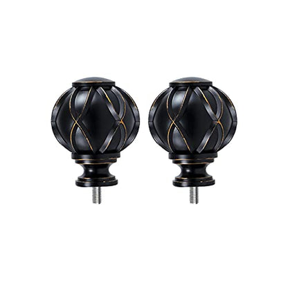 HOTOZON Black Replacement Finials for 3/4 & 5/8 Inch Diameter Curtain Rods, Samll Decorative Drapery Rod Finials, Set of 2