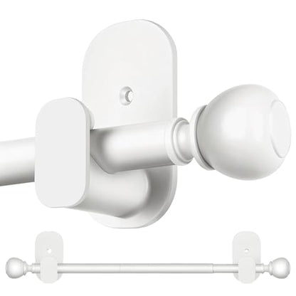 USFOOK White Curtain Rods No Drilling for Windows 48 to 84, Round Finials - color: White, size: 32-86"
