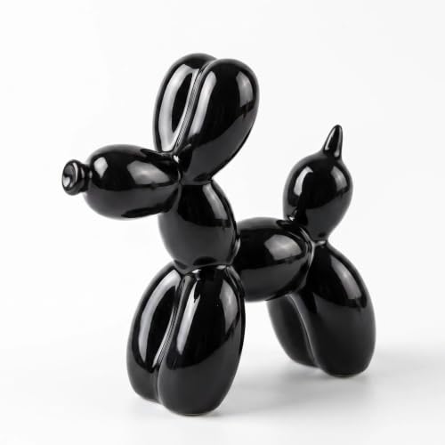 Ceramic Balloon Dog Statue 4.3" Art Decor Sculpture (Black) - color: Black