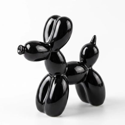 Ceramic Balloon Dog Statue 4.3" Art Decor Sculpture (Black) - color: Black