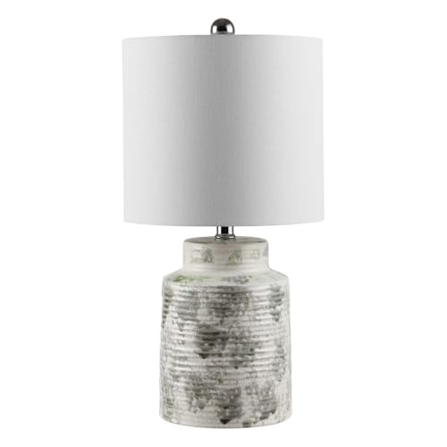 SAFAVIEH Lighting Collection Branko Modern Contemporary Grey Ceramic 19-inch Bedroom Living Room Home Office Desk Nightstand Table Lamp (LED Bulb Included)
