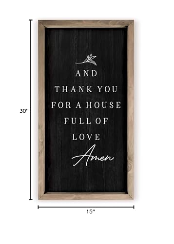And Thank You For A House Full Of Love Framed Black Wood Rustic - 15x30 - color: Black With Frame, size: 30"L x 15"W