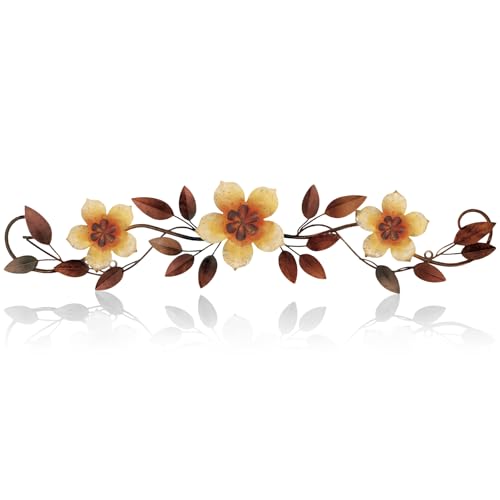 Wesiti Metal Flower Wall Art Decor Vintage Wrought Scroll, Yellow - color: Yellow