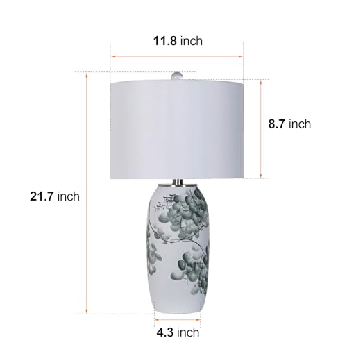 Hand-Painted Landscape Ceramic Table Lamp Oriental Desk Lamp - color: White