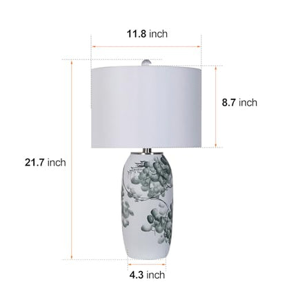 Hand-Painted Landscape Ceramic Table Lamp Oriental Desk Lamp - color: White