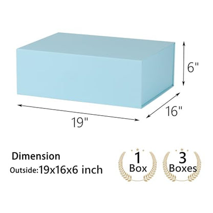 Light Blue Gift Box,19x16x6 Large Gift Boxes With Lids For Presents Includes Ribbon And Diy Printable Sticker Paper,Bridesmaid Proposal Box,Magnetic Gift Box For Birthday,Wedding,Graduation - color: 19x16x6inch-Light Blue-Pack 1