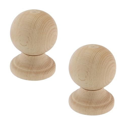 Unfinished Wood Finials,2-1/4 inch Dowel Finial,2PCS - color: Wood, size: 3-1/4"×2-1/4"