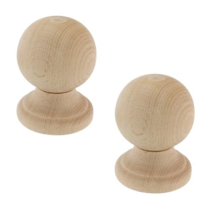 Unfinished Wood Finials,2-1/4 inch Dowel Finial,2PCS - color: Wood, size: 3-1/4"×2-1/4"