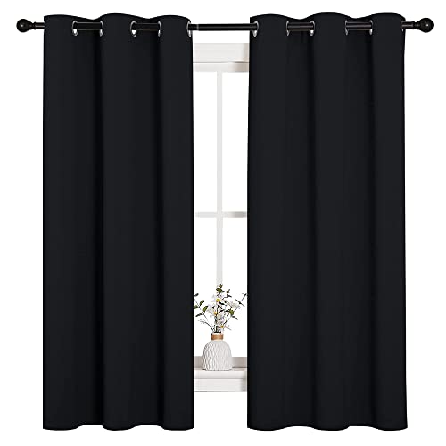 NICETOWN Black Blackout Curtains for Bedroom 42" Wide x 63" Long 2 Panels - color: Black, size: 42"W x 63"L (Pack of 2)