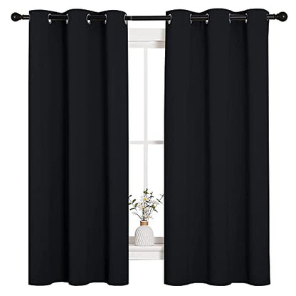 NICETOWN Black Blackout Curtains for Bedroom 42" Wide x 63" Long 2 Panels - color: Black, size: 42"W x 63"L (Pack of 2)