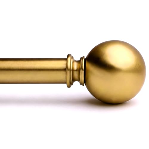 Golde Curtain Rods for Windows 18 to 88 inches,1 Inch Modern Metal Drapery Rods,Adjustable Heavy Duty Curtain Pole with Round Finials(18"-88"Soft Gold) - color: Soft Gold, size: 18"-88"